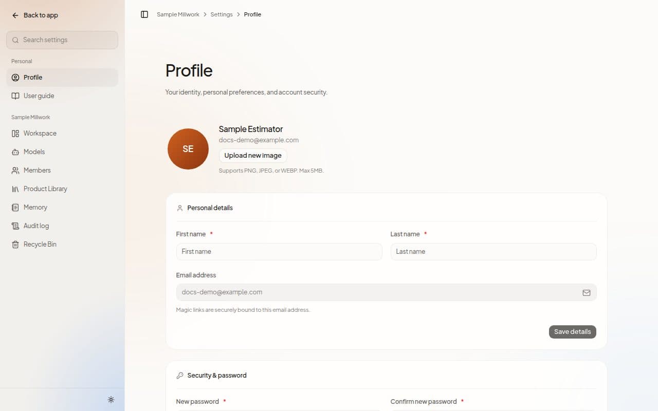 The Profile page