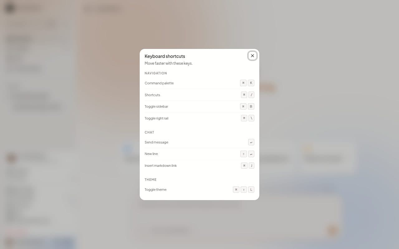 The Keyboard shortcuts window
